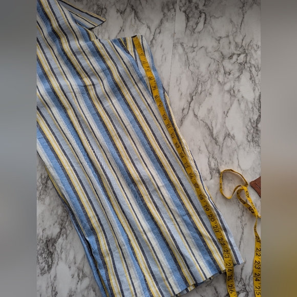 Women's Cropped Linen Blend Striped Pants Size XL - Picture 6 of 8